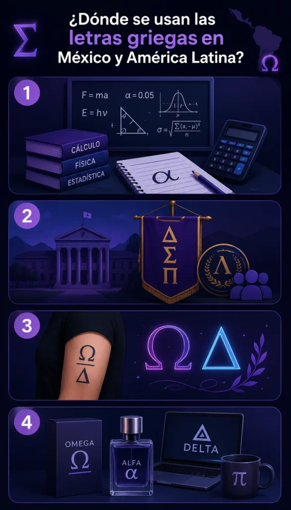 Greek symbols 1 ¿Dónde se usan las letras griegas en México y América Latina?