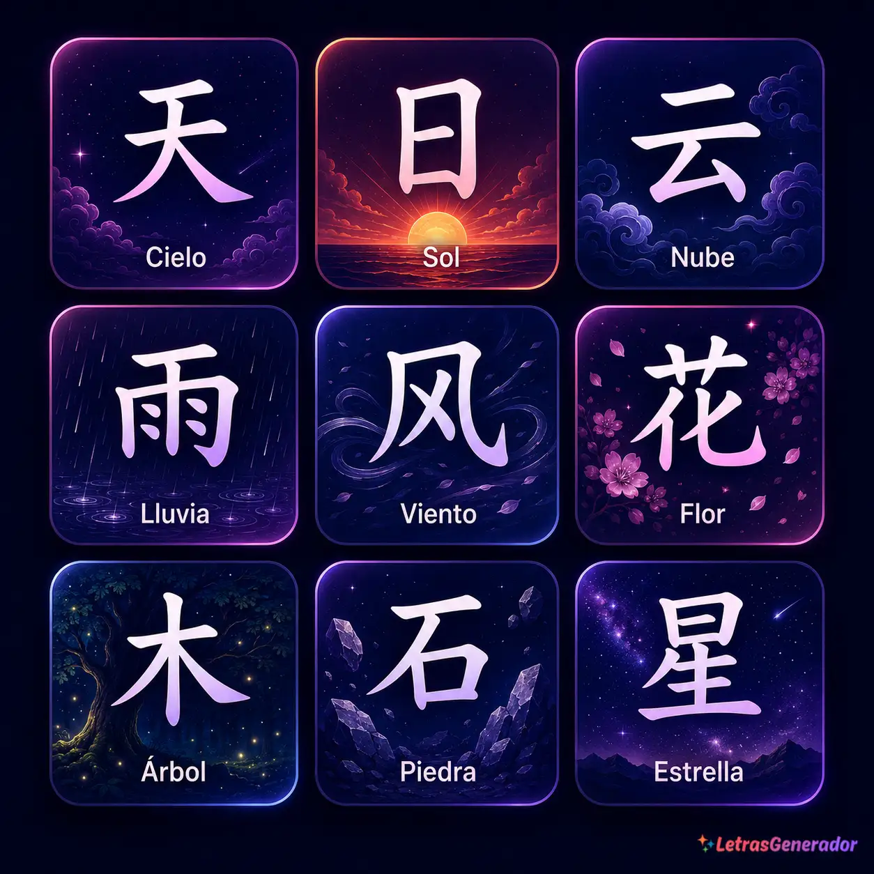 Chinese symbols 3 imágenes de letras chinas
