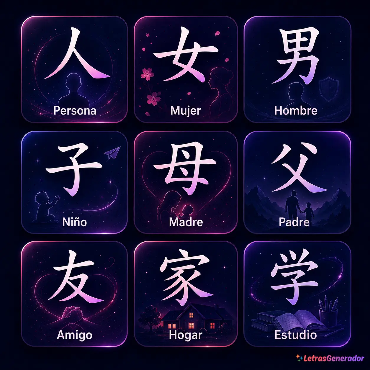 Chinese symbols 7 Letras chinas para copiar