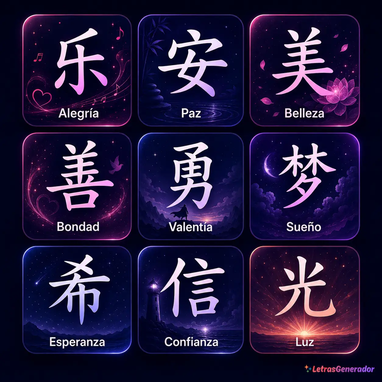 Chinese symbols 6 palabras-en-chino