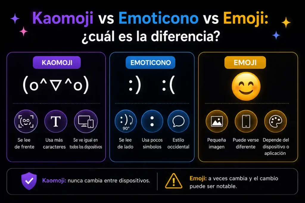 Kaomoji vs emoticono vs emoji: ¿cuál es la diferencia?