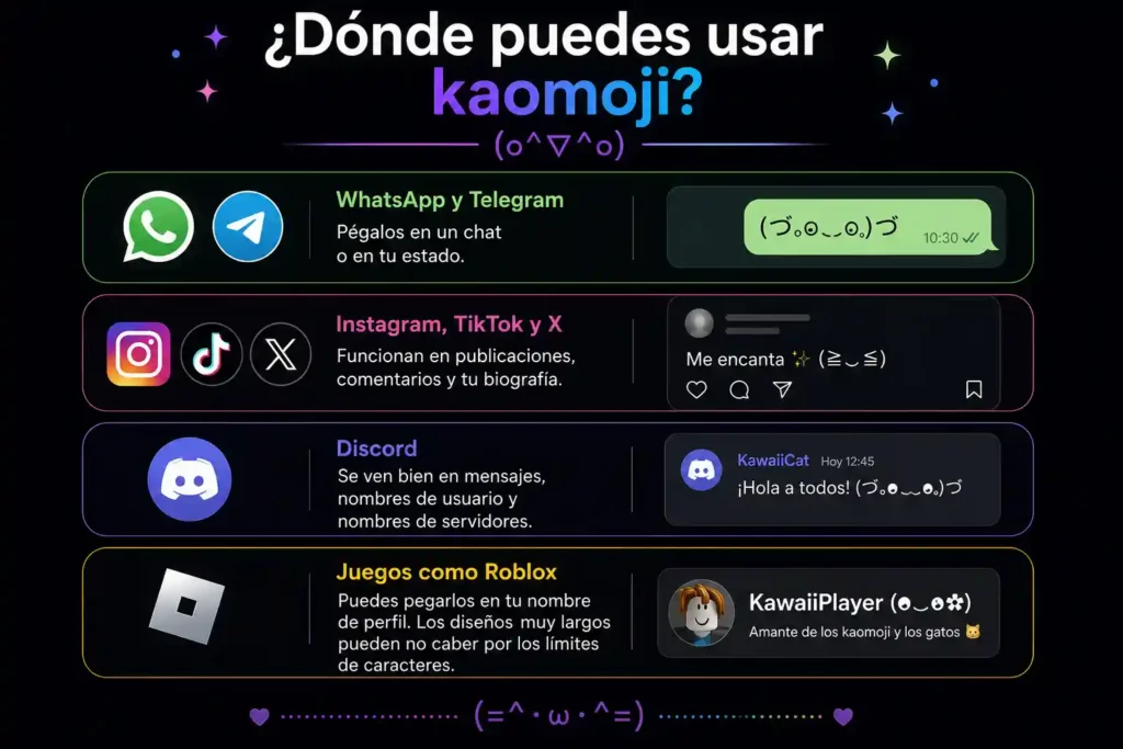 ¿Donde puedes usar kaomoji