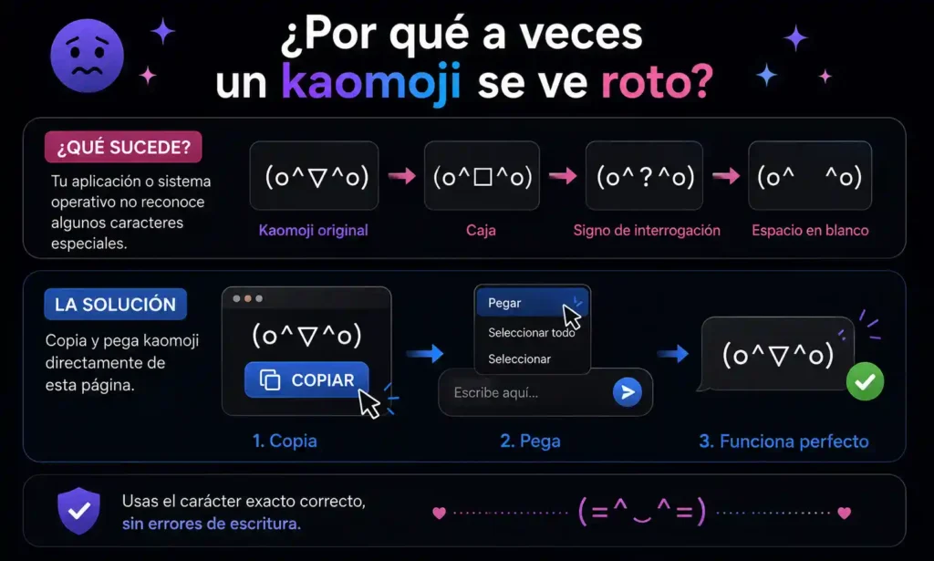 ¿Por que a veces un kaomoji se ve roto